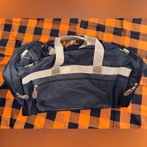 Men's Black and Tan Duffel Bag